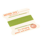 Silk bead cord, 100% natural silk, lime, 2m