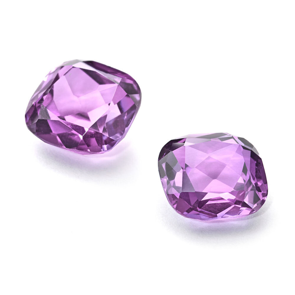 Synthetic kunzite, antique diamond cut 
