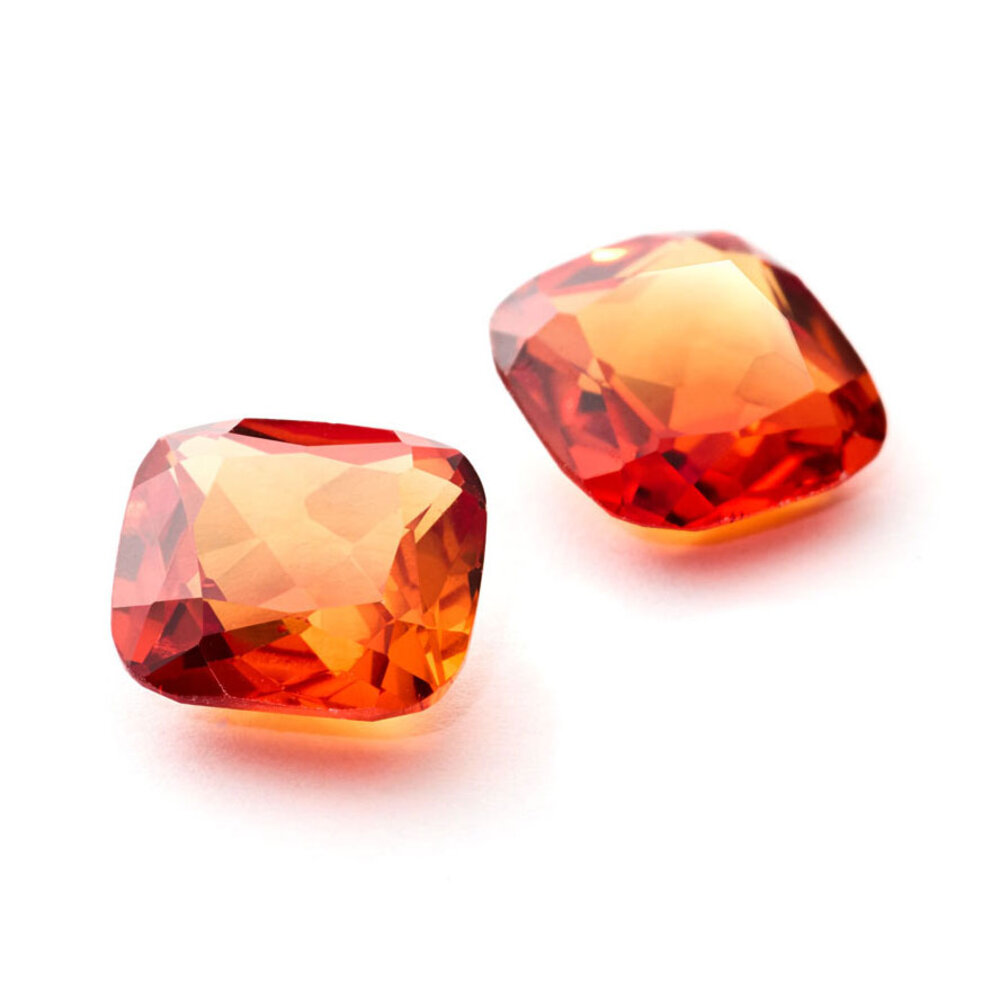 Synthetic padparadscha, antique diamond cut 