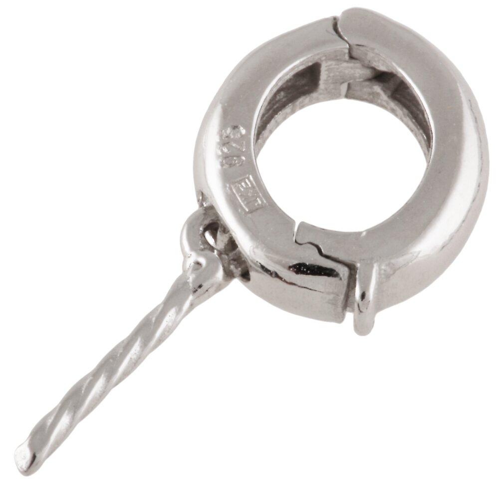 Oval-shaped pendant part with threaded pin 925/- rhodium plated 