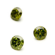 Olive-green treated brilliant HPHT