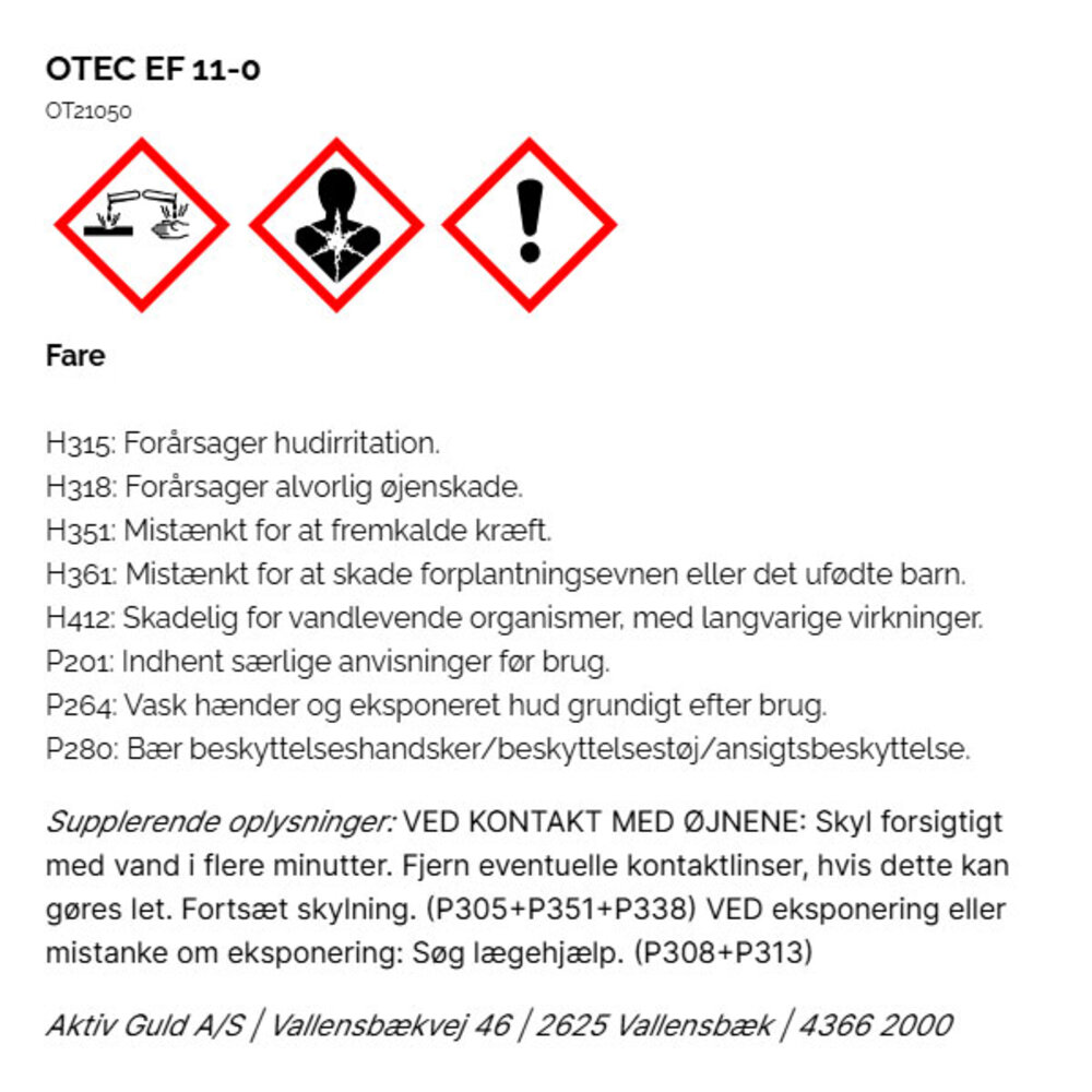 Rustfrit stål Mediasæt EF 11-0, OTEC 