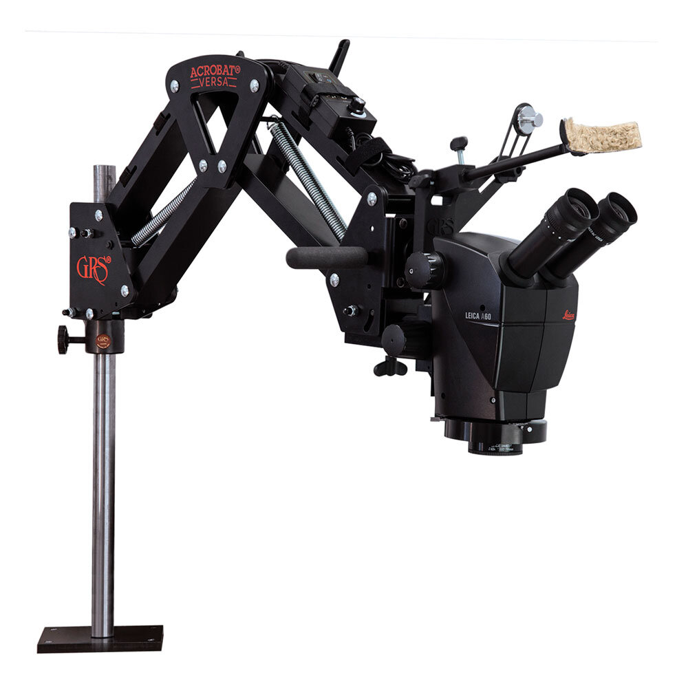 Microscope, Leica A60 incl. 0.63x lens and Acrobat Versa stand, GRS 