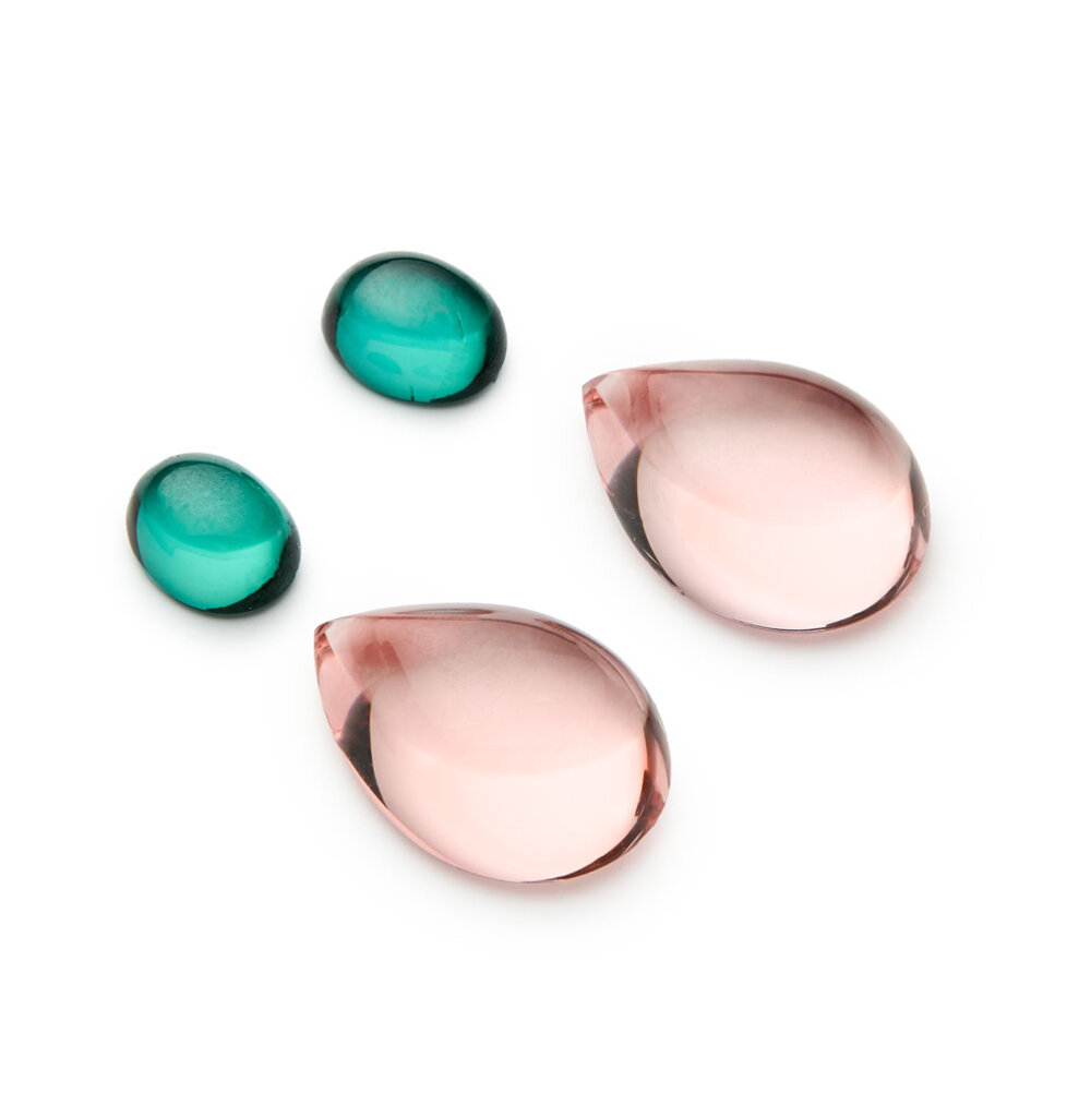 Morganit/Turmalin, pink/grøn (sæt) 