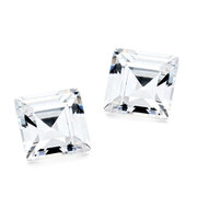 Synthetic white cubic zirconia, square