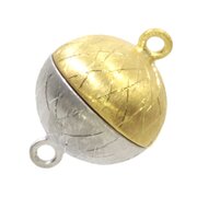Matt magnet clasp in two tones with ice pattern 925/- two tones