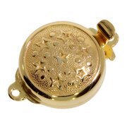 Round jewelry clasp decorated with stars 925/- gold-plated