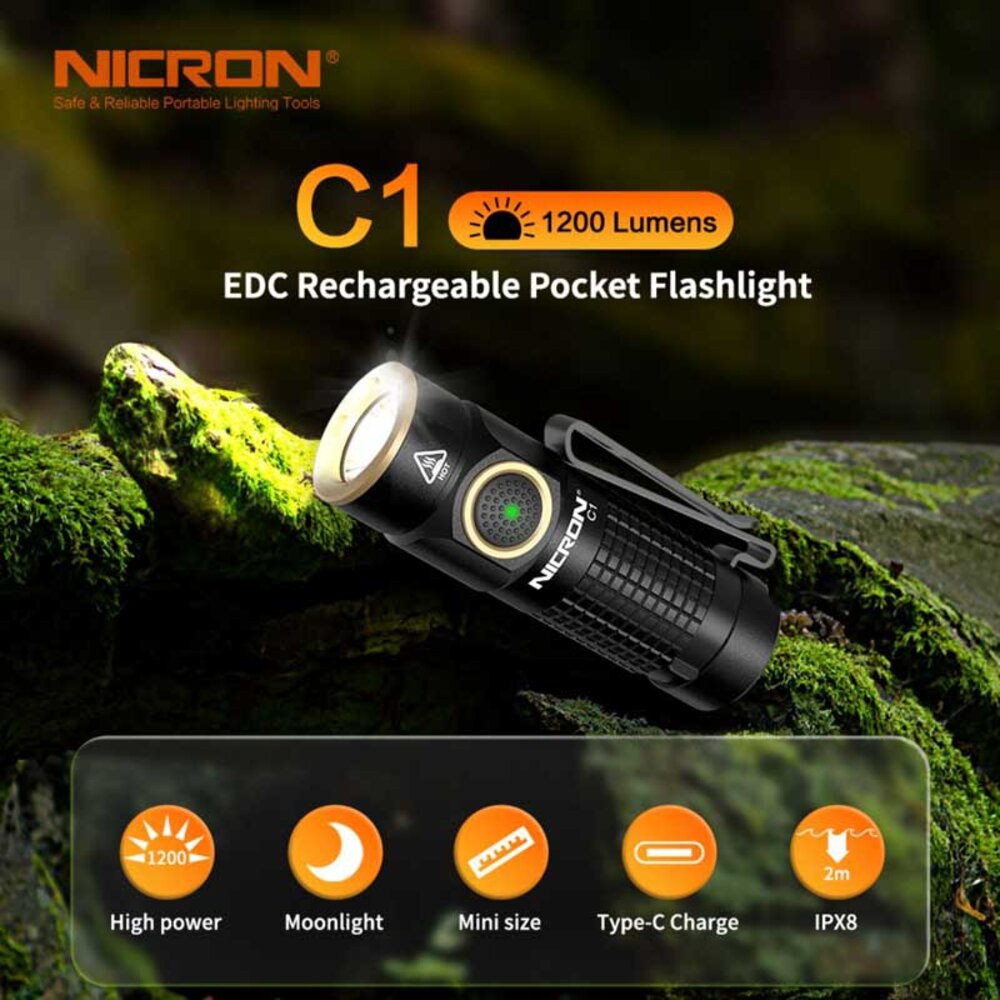 Mini LED Flashlight 1200 lm – incl. USB-C cable 