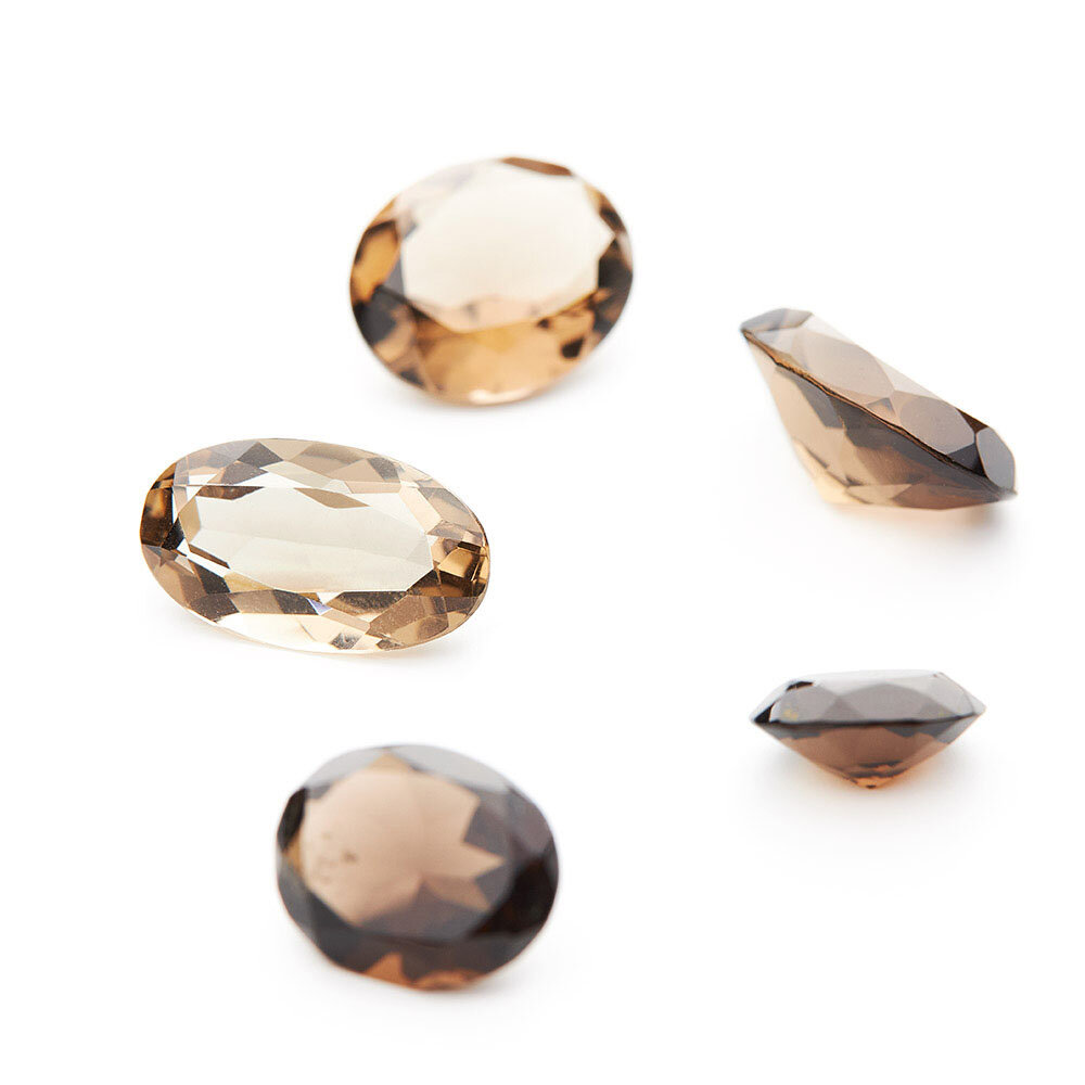 Smoky Quartz, oval diamond cut 