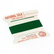 Perlesilke / silkesnor til perlekæde, græsgrøn, 2m