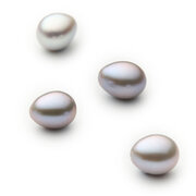 Grey freshwater pearls, cultured, drop-shaped, 7.00 x 7.50 mm (pair)