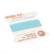 Perlesilke / silkesnor til perlekæde, turkis, 2m