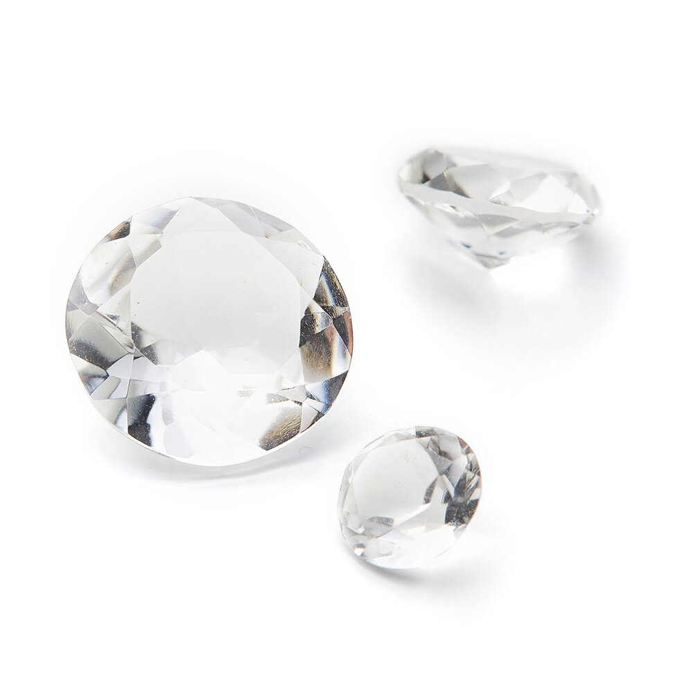 Rock crystal, round diamond cut 