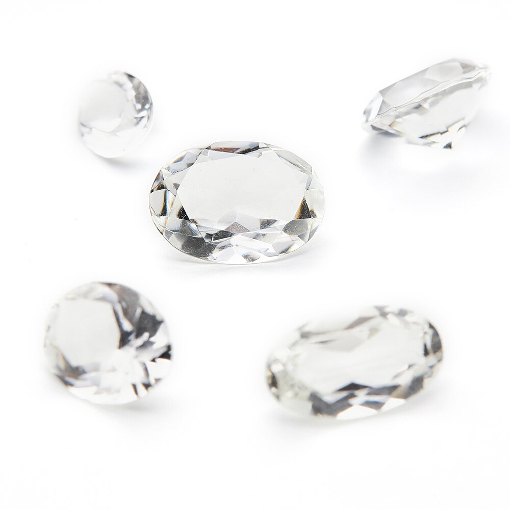 Rock crystal, oval diamond cut 
