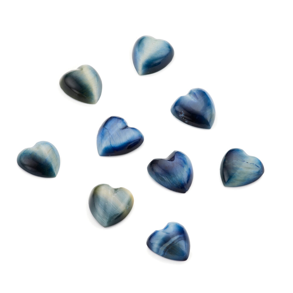 Hawk’s Eye, heart-shaped cabochon, 7.00 mm 