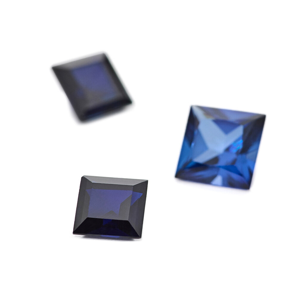 Synthetic blue sapphire, square 