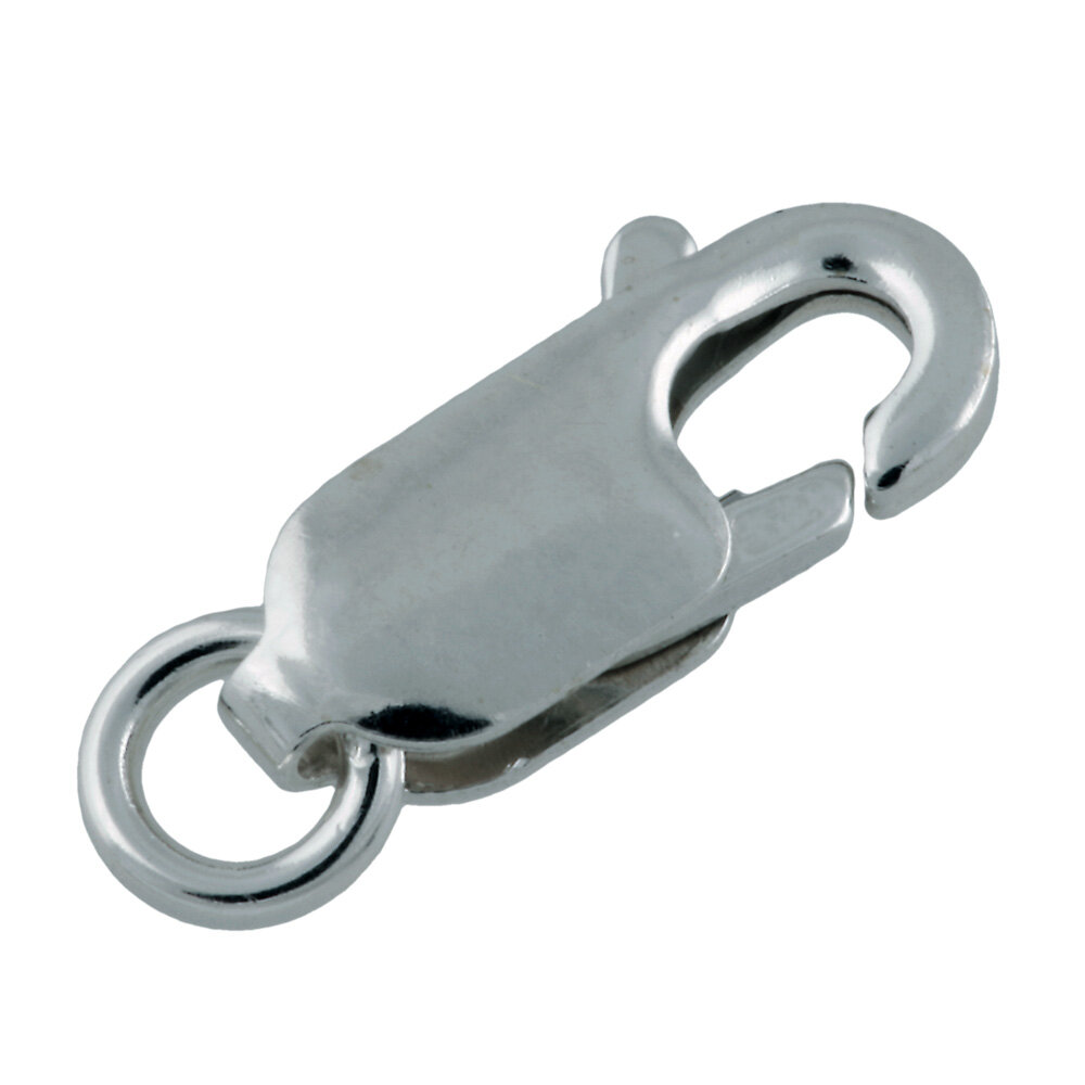 Flat carabine trigger clasp with jump ring 750/- white gold 