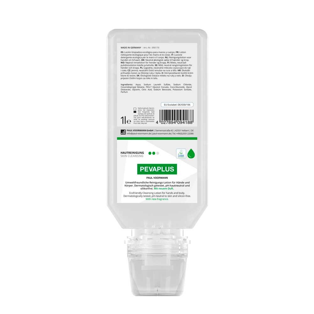 Skonsam hudrengöring, PevaPlus, 1 liter (för dispenser) 