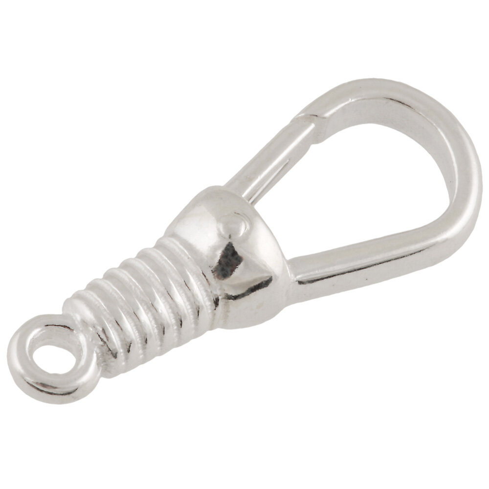 Grooved carabine lobster clasp for pocket watch 925/-, 18 mm 