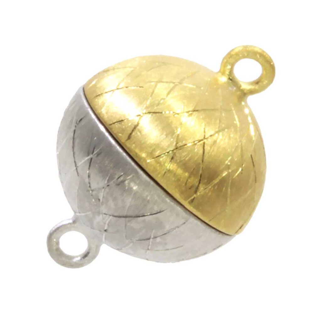 Matt magnet clasp in two tones with ice pattern 925/- two tones 