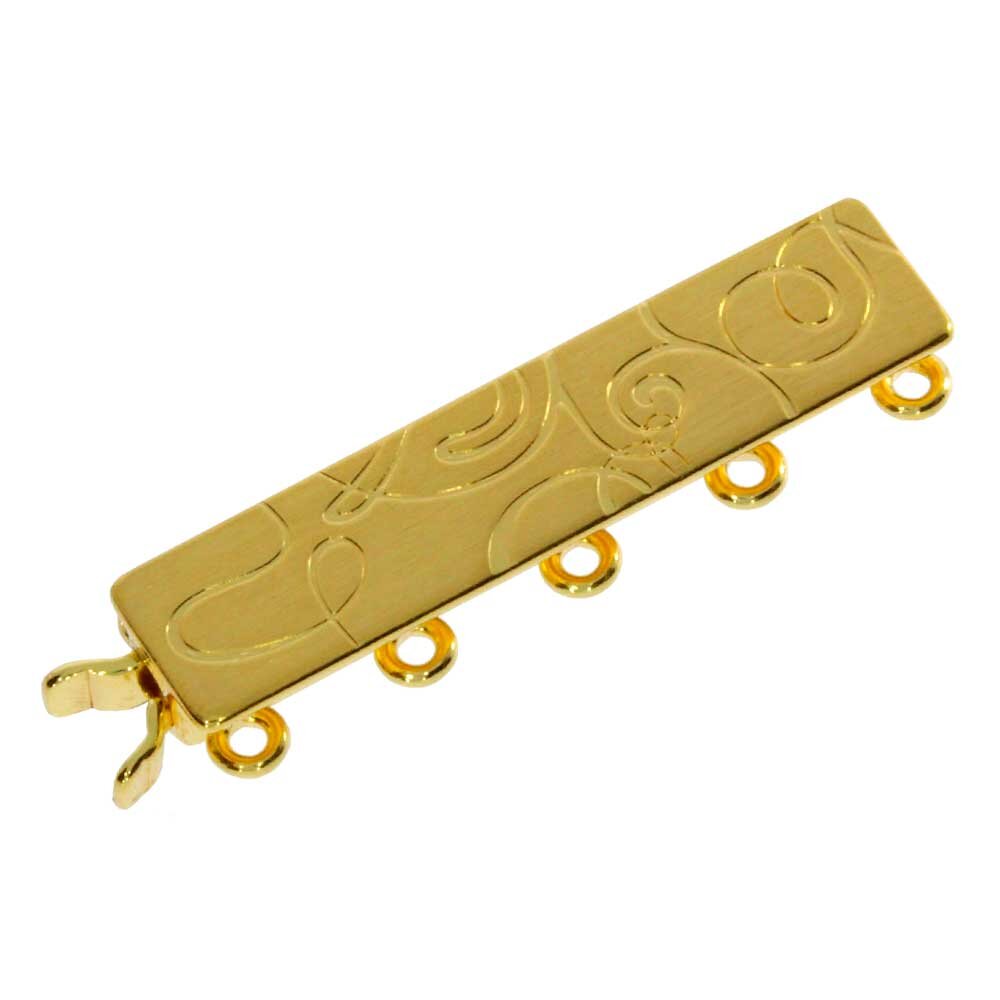 Matt jewelry clasp for 5 chain rows 925/- gold-plated 