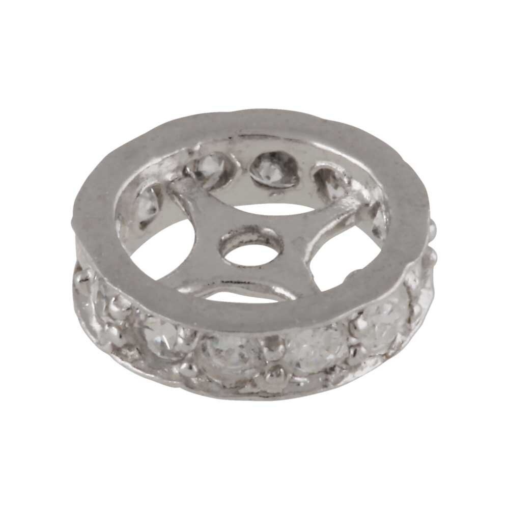 Rondelle-shaped bead with zirkonia 925/- 