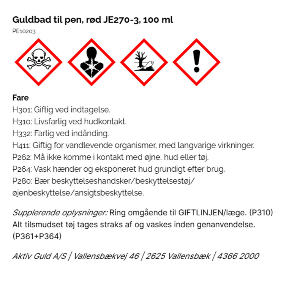Guldbad til pen JE270-3, rød, Jentner 