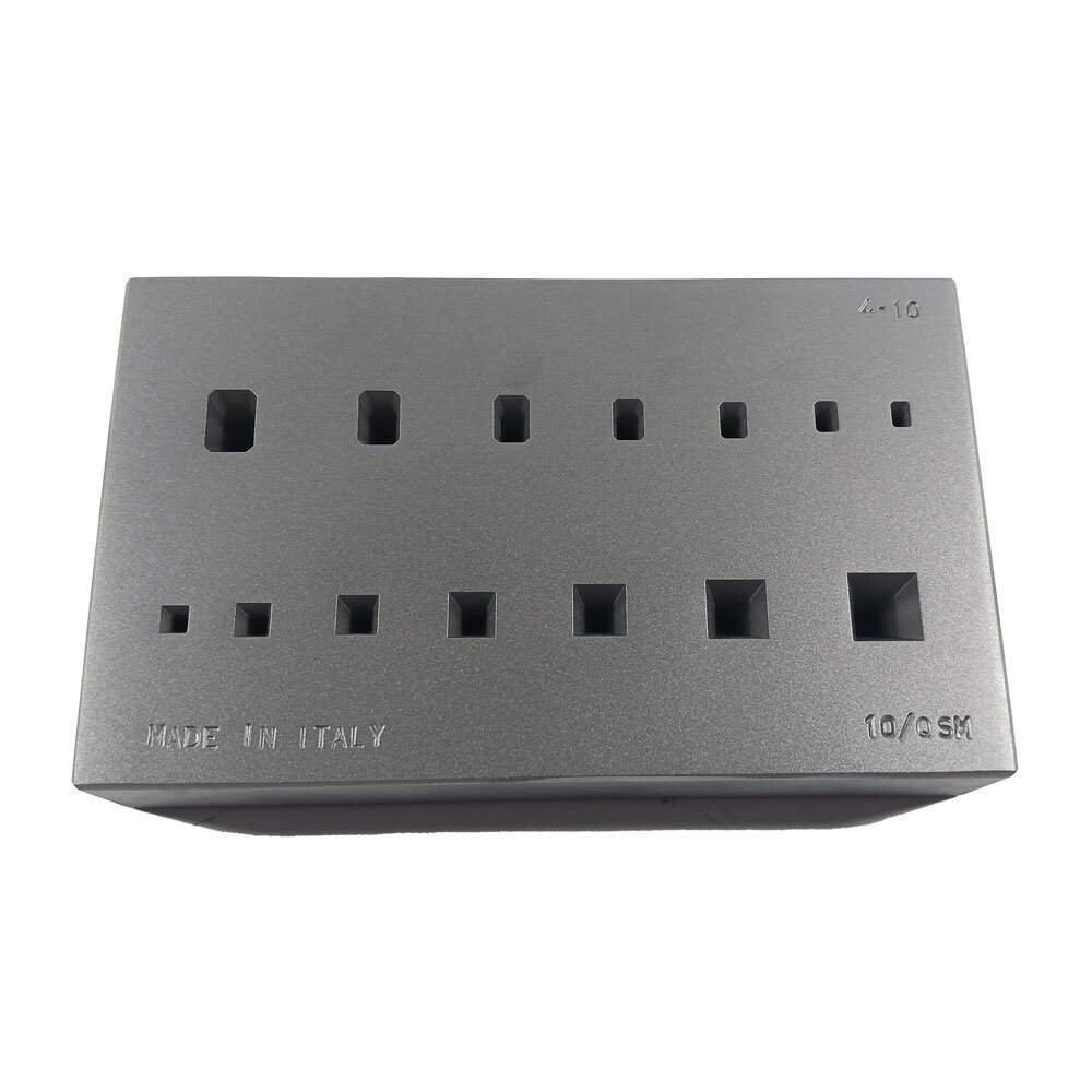 Bezel block with punch, square and rectangular chamfered cut 17° / 4-10 mm, O.M.O. 