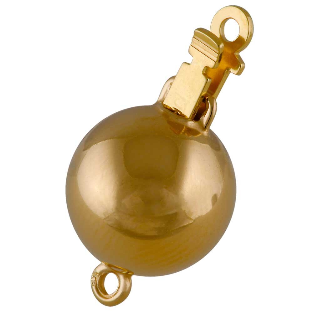 Polished ball clasp 925/- gold-plated, 9 mm 