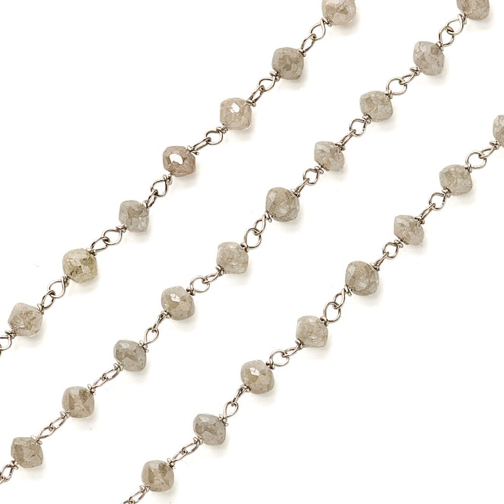 Grey rough diamond necklace, 13.49 carat 