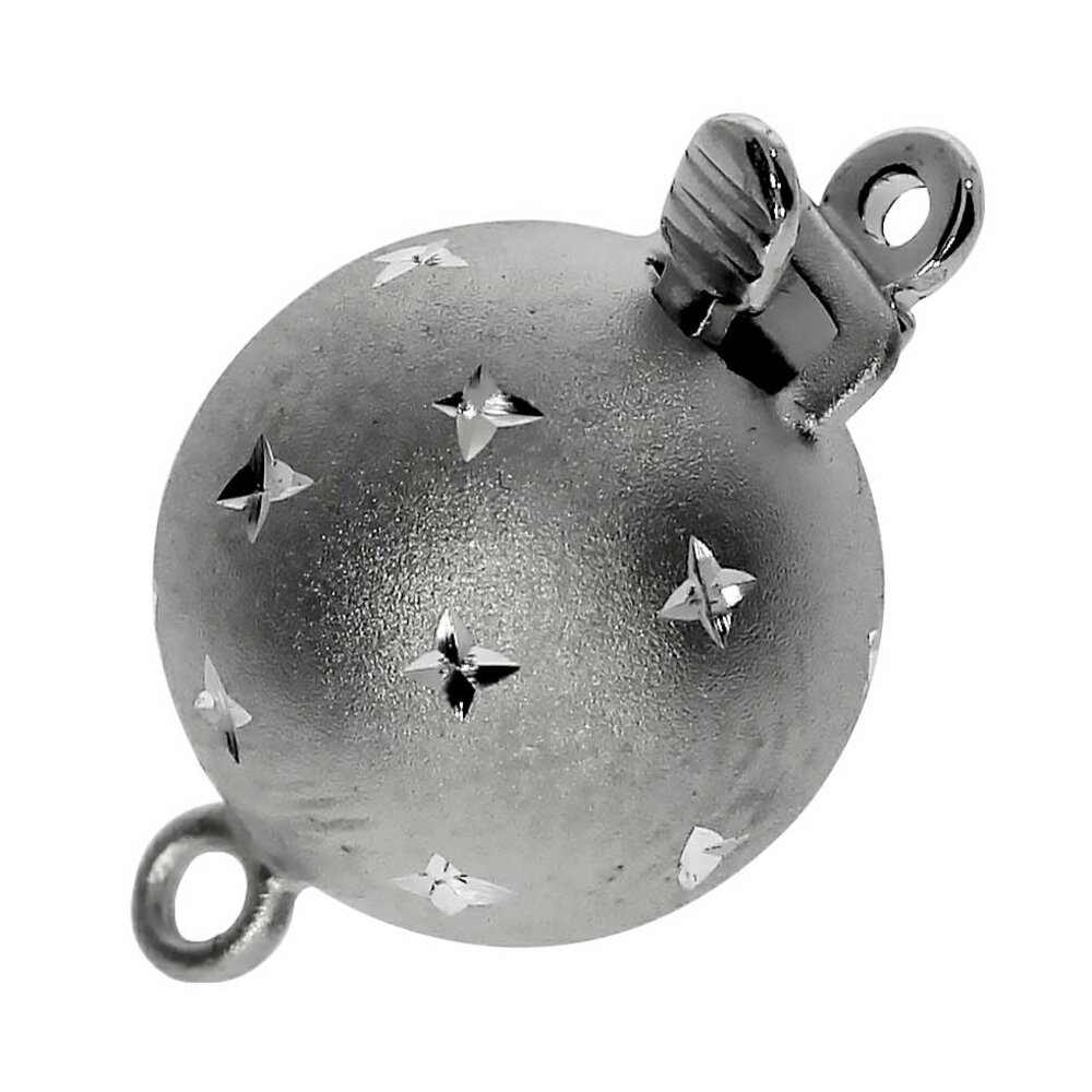 Matt ball clasp decorated with stars 925/-, 8 mm 