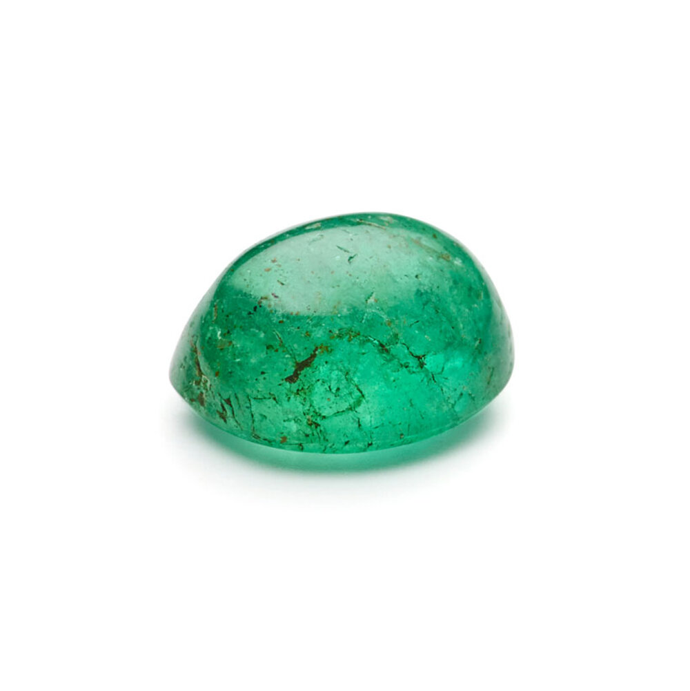 Emerald, oval cabochon, 5.10 x 4.30 mm 