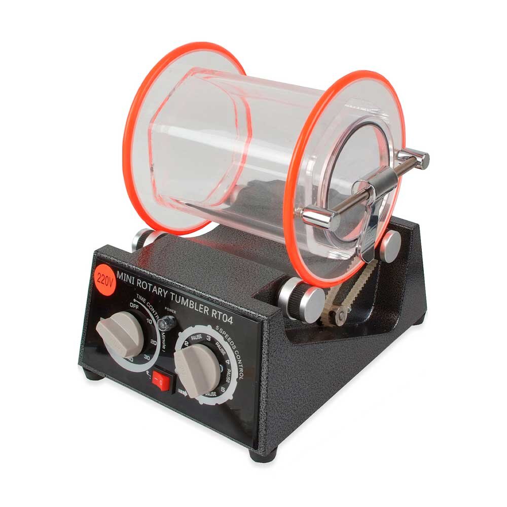 Polertrumlare med timer, hastighetsreglering och PVC-behållare, 1 kg 