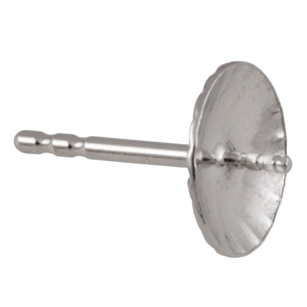 Ear pin with 8 mm grooved cup 925/- rhodium plated 