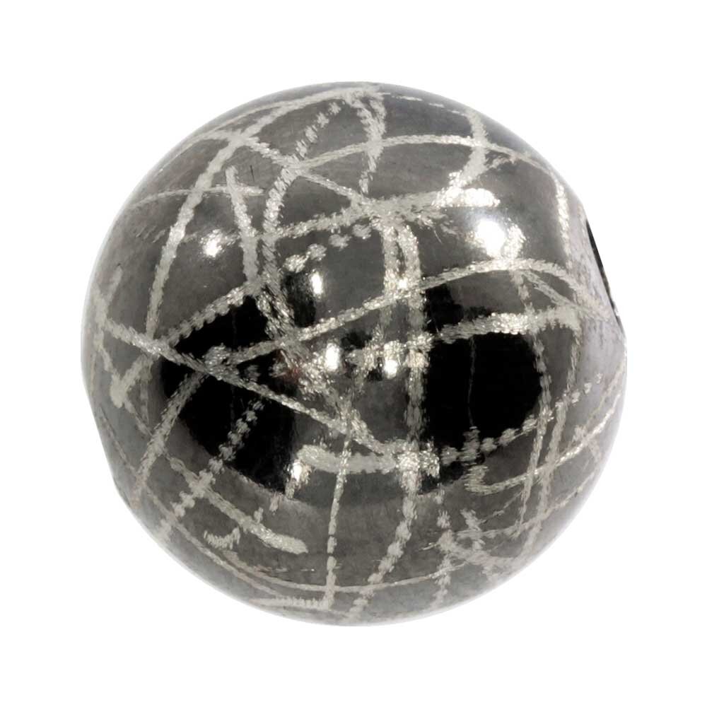 System clasp decorated with silver pattern 925/- black rhodium plated, 12 mm 