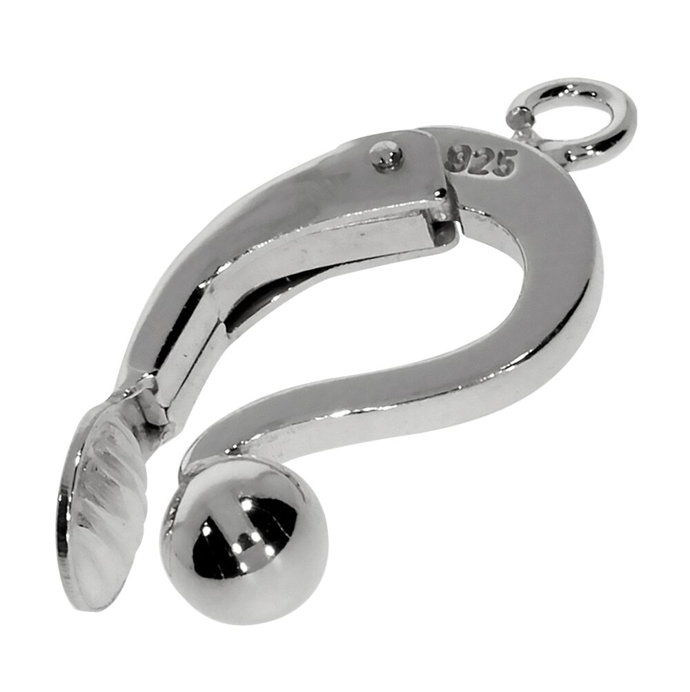 Ear clip with bead and open jump ring 925/-  