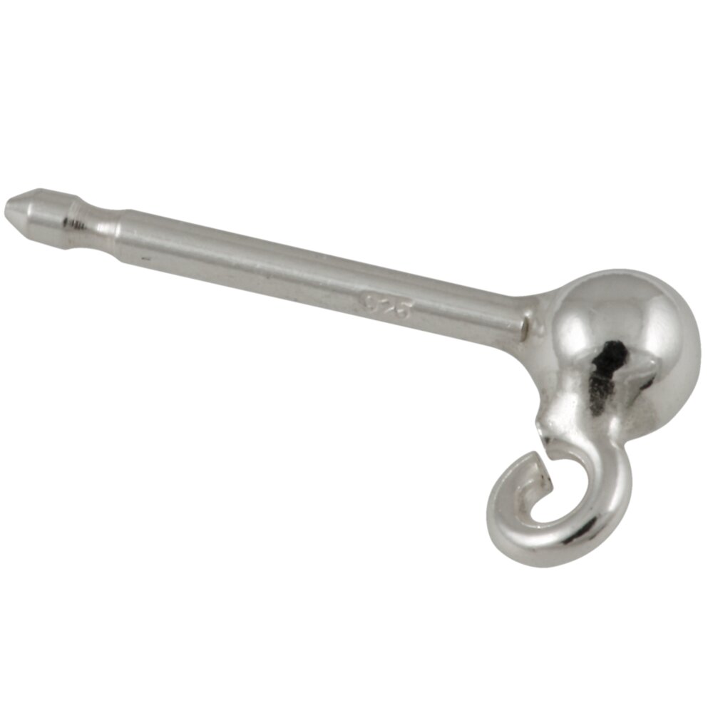 Ear pin with jump ring and bead 925/- 