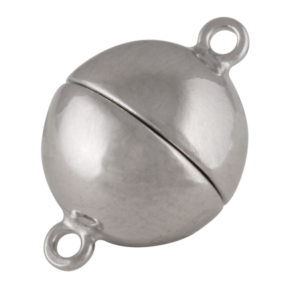 Polished magnet clasp, horizontal opening 925/- rhodium plated 