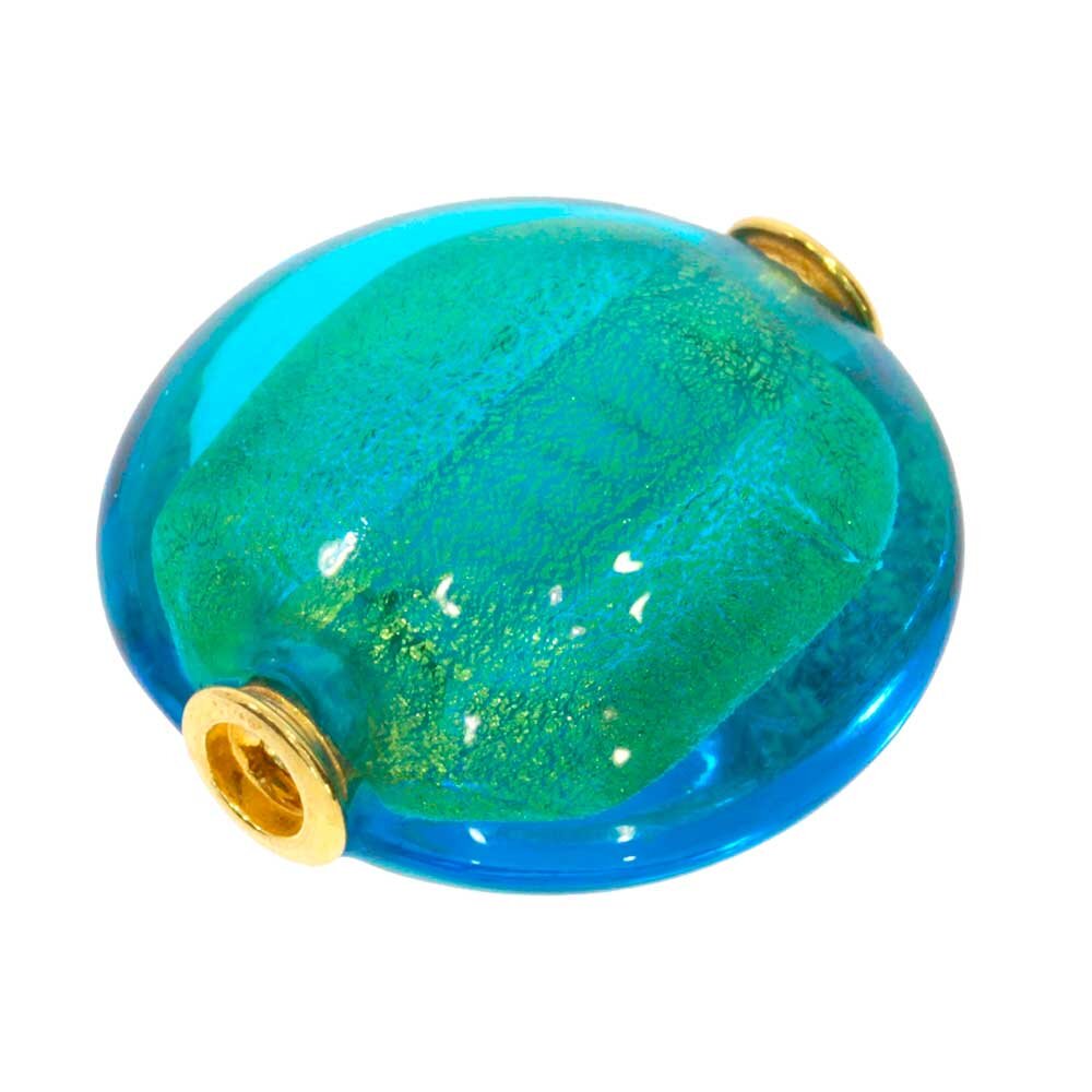 Blue-green glass system clasp 925/- gold-plated 