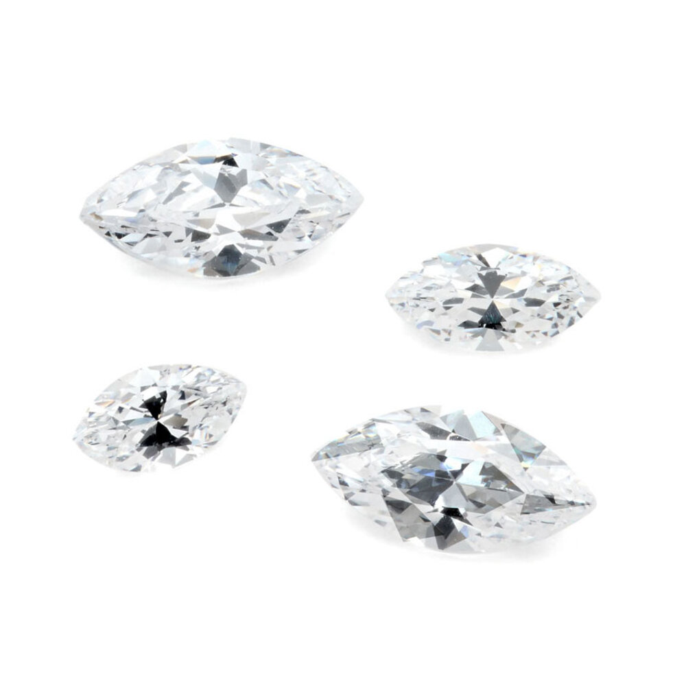 Synthetic white cubic zirconia, marquise 