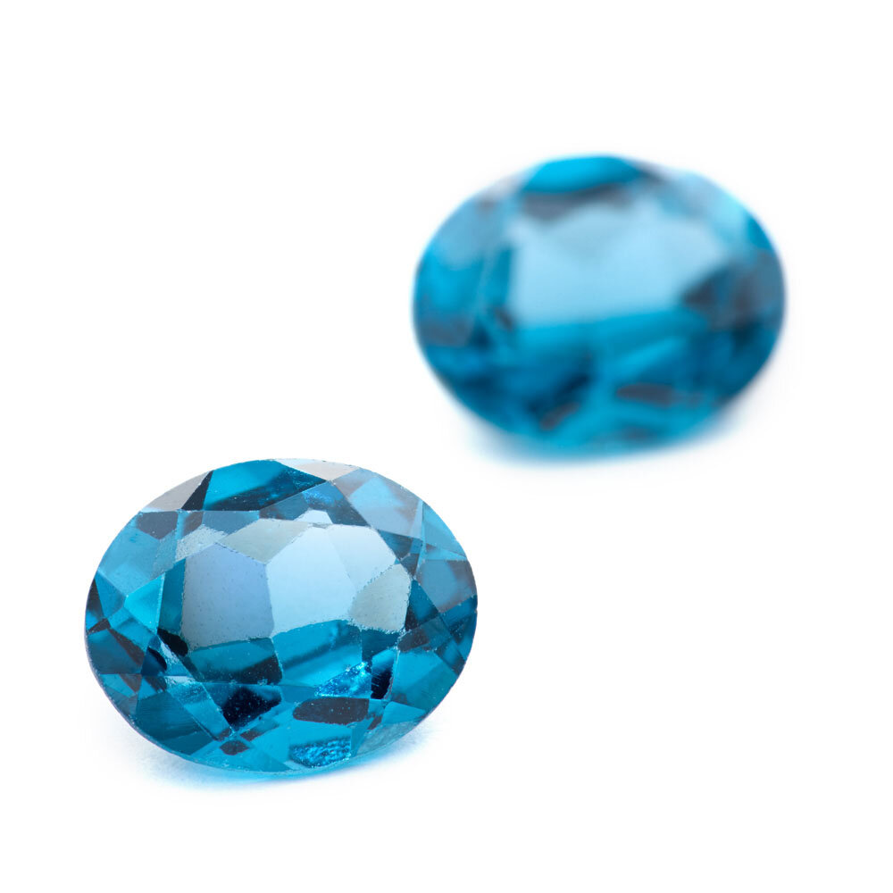 Synthetic blue cubic zirconia, oval diamond cut 