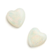 Vit opal, hjärta cabochon, 7,60 x 7,60 mm