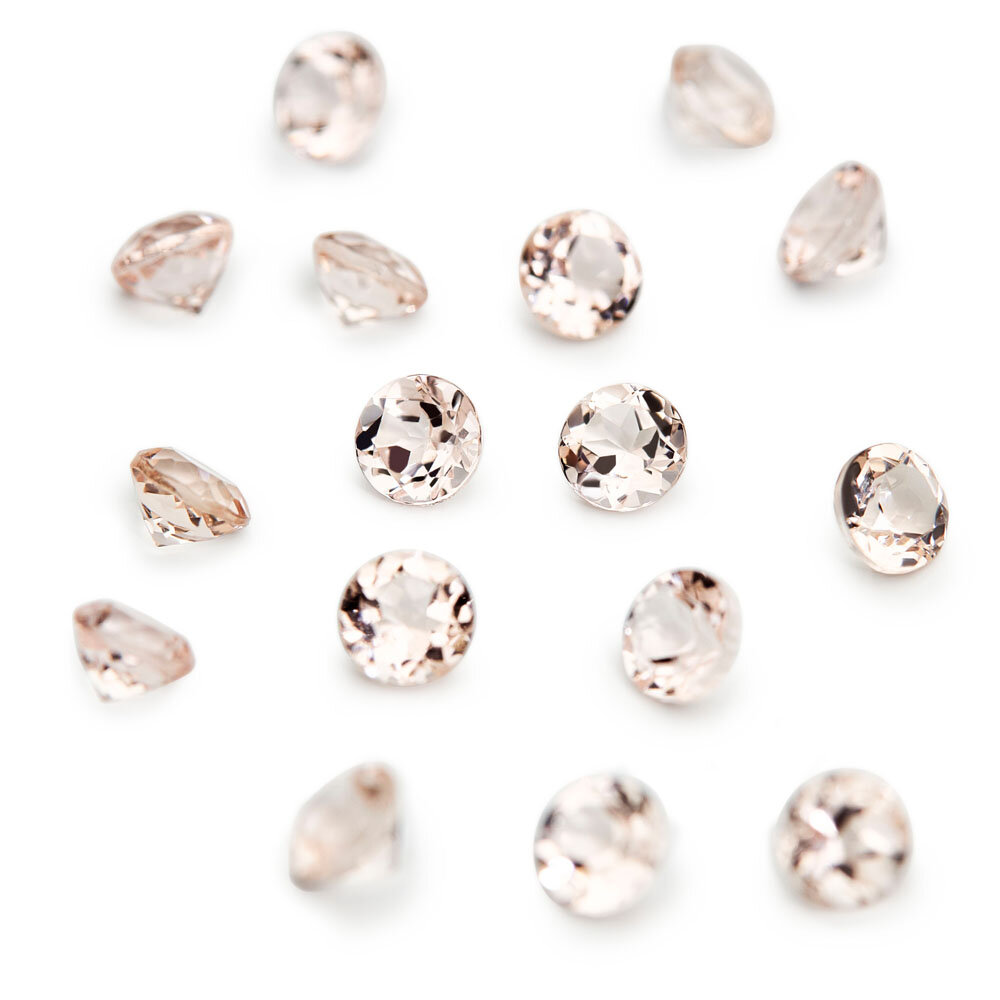 Morganite, peach, rund fasett 