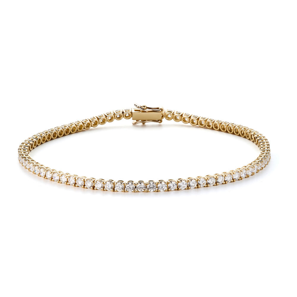 Tennis bracelet set with 91 brilliant-cut diamonds, 750/- 