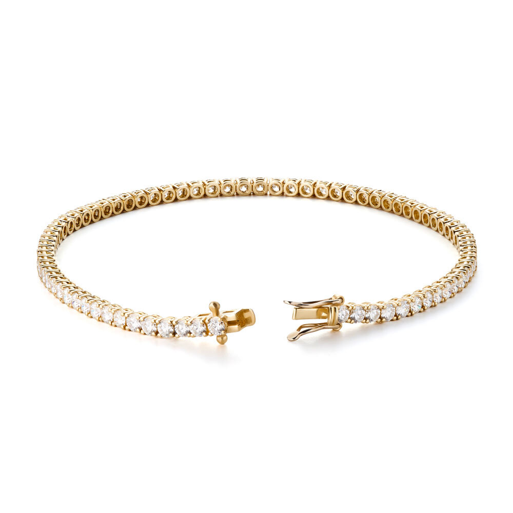 Tennis bracelet set with 91 brilliant-cut diamonds, 750/- 