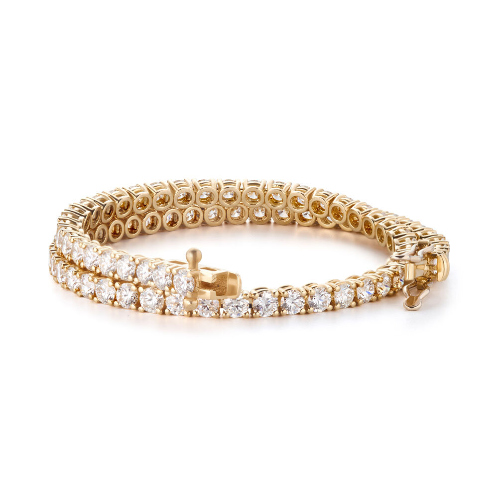 Tennis bracelet set with 91 brilliant-cut diamonds, 750/- 