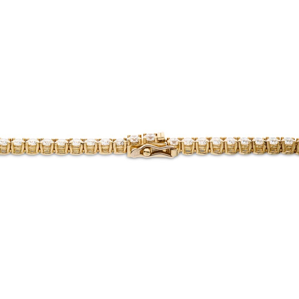 Tennis bracelet set with 91 brilliant-cut diamonds, 750/- 