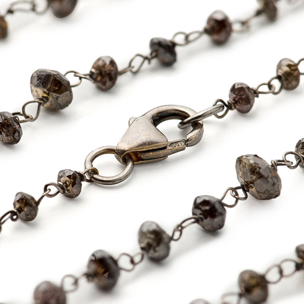 Black treated rough diamond necklace, 15.45 carat  