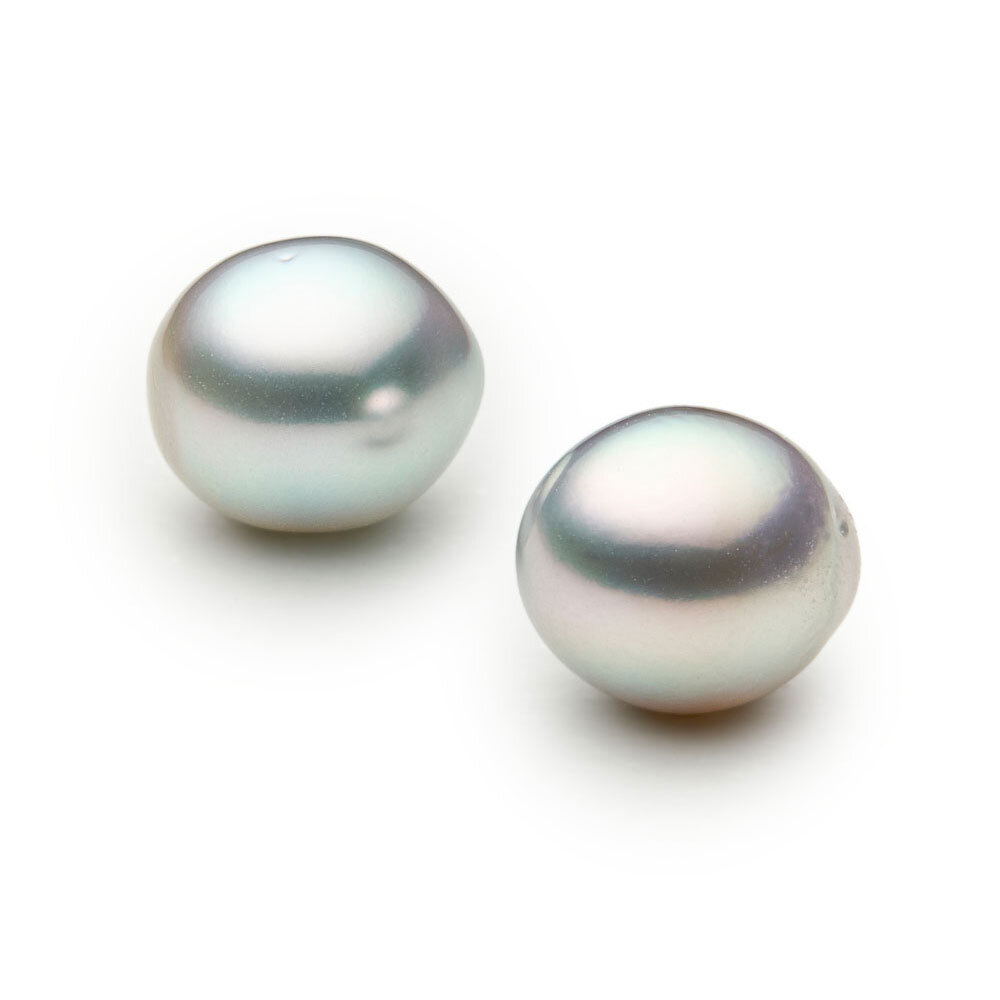 Tahitian pearls, cultured, drop-shaped, 10.0 x 9.0 mm (pair) 