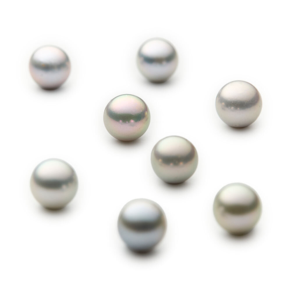 Grey saltwater pearls, cultured, 7.00 - 7.50 mm 